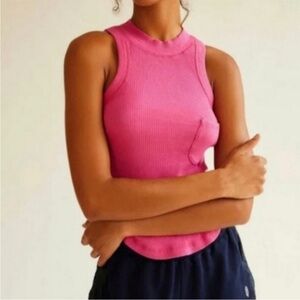 Free People Movement Wishful Solid Tank Top in Fuschia Flirt
